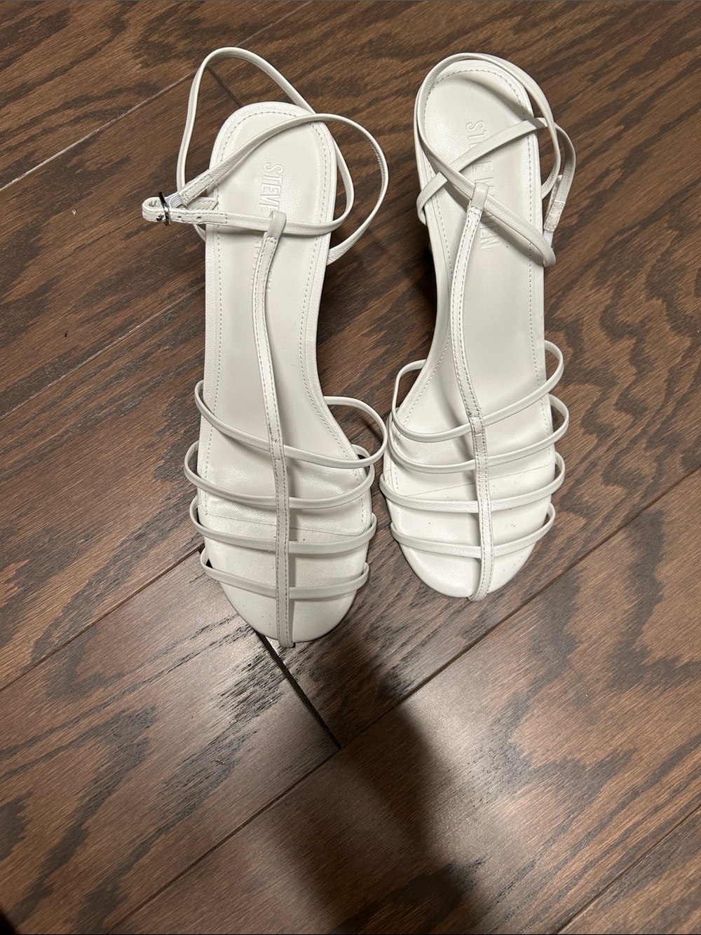 Steve Madden White Multi-Strap Ankle Tie Sandals
